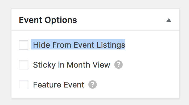 Hide from event listings