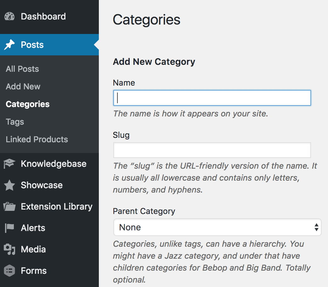 Add WordPress event categories and tags