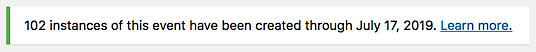 Notice that is displayed when creating a long-term or never-ending recurring event