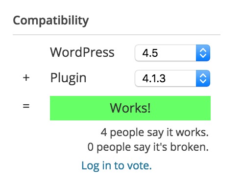 Plugin compatibility rating on WordPress.org