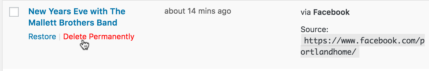 Permanently delete an ignored event