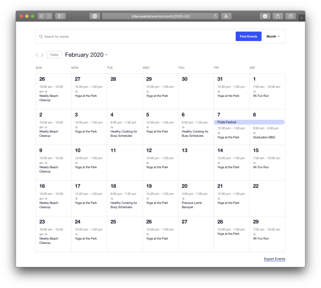 Showing the calendar's month view after updating to the new design.