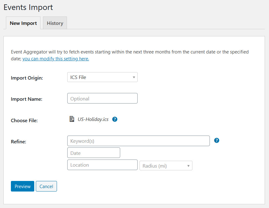 Importing Events From an ics File With Event Aggregator