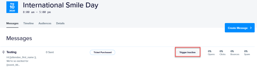 A triggered message showing Trigger Active status in Promoter