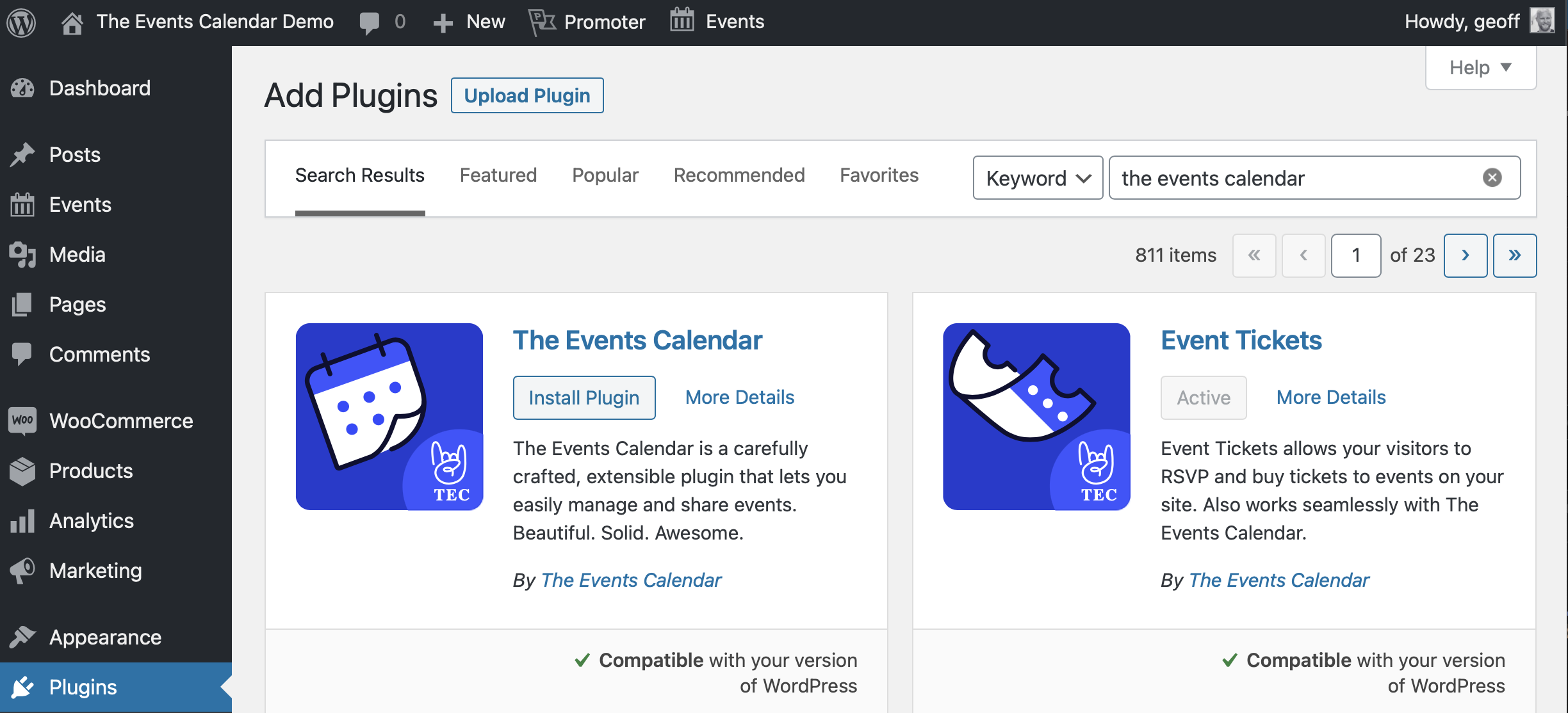 The Events Calendar – WordPress plugin