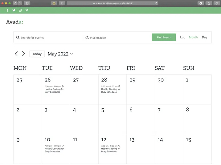 Avada Website Builder Knowledgebase The Events Calendar