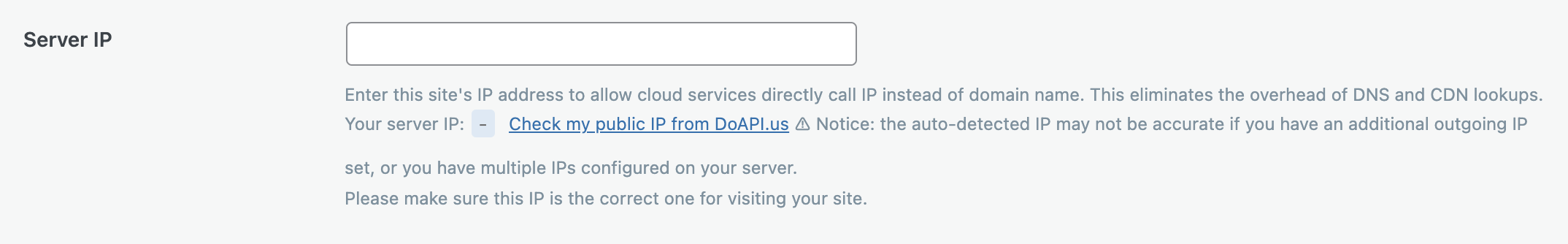 Server IP address setting