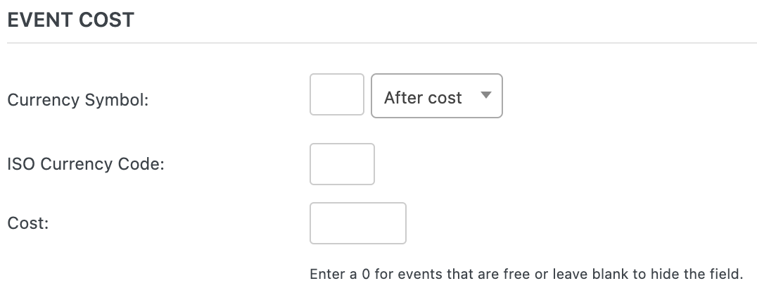 Event Cost field in the Classic Editor