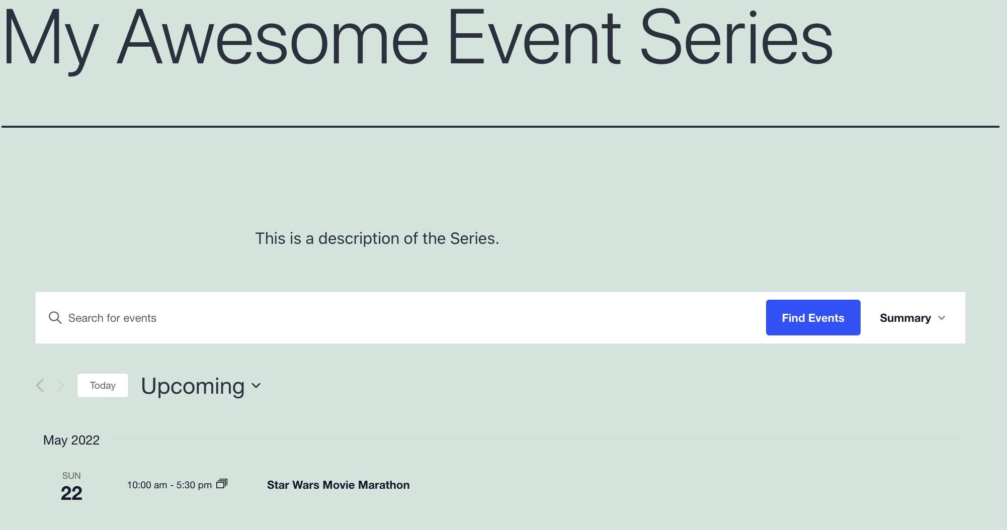 Event series on the frontend
