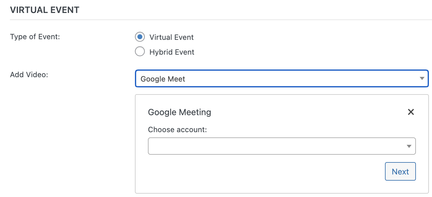 Connect to Google Meet with Virtual Events