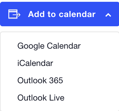 Add to calendar buttons on single event page
