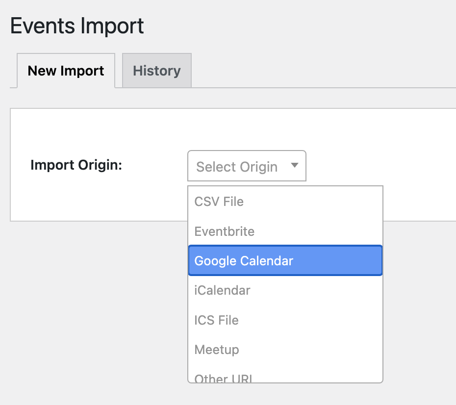 Select Google Calendar option
